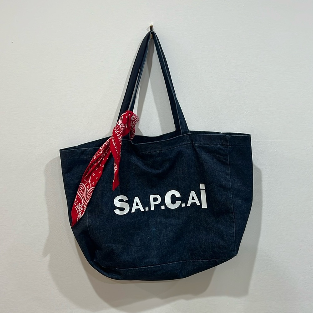 A.P.C. x Sacai Reversible Denim Logo Tote Bag - Blue Totes